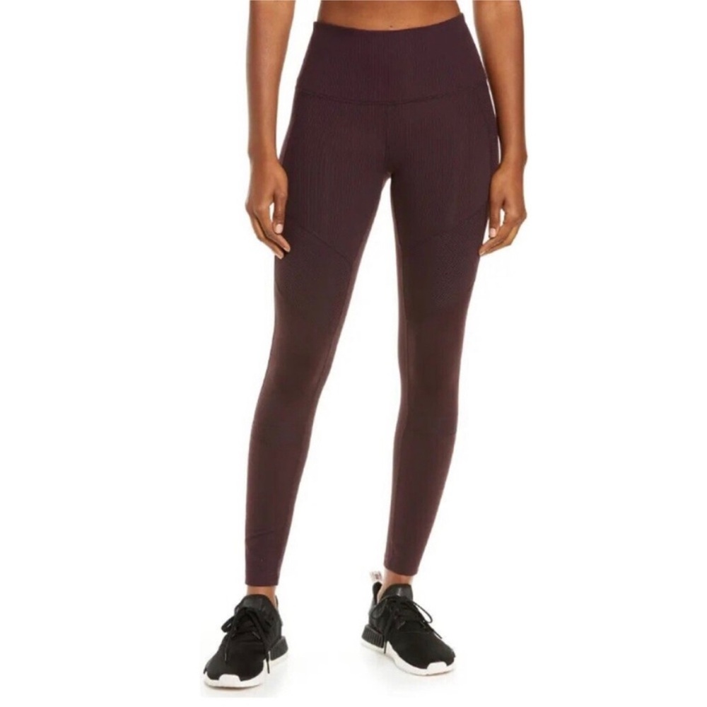 ZELLA Moto Ribbed Leggings Women’s Small Rib Knit High Rise Maroon